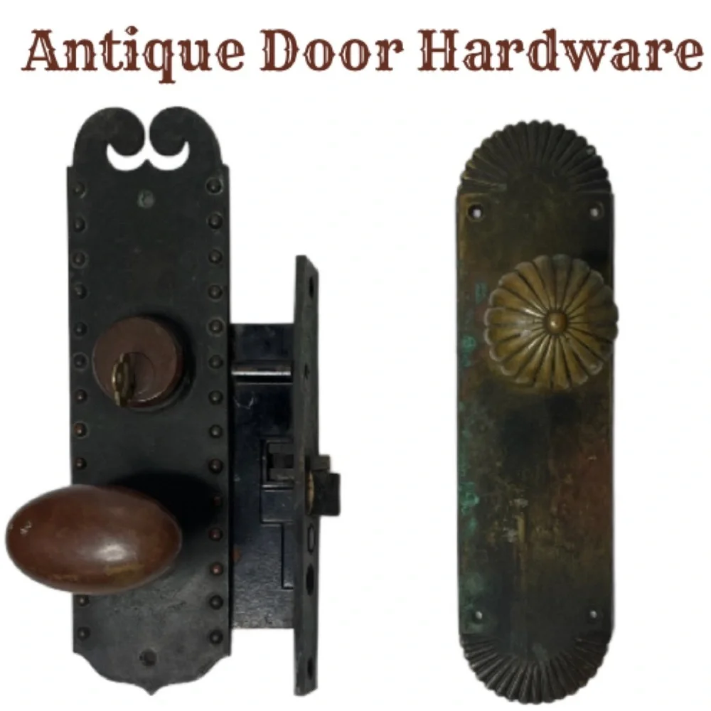 Vintage Door Knob Set Ornate Scrolled Brass Metal Frame Vintage Antique Hardware